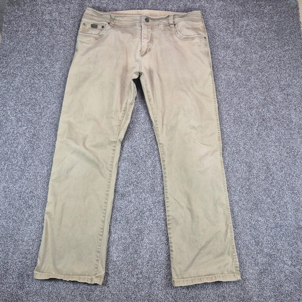 Kuhl D'LUX Pants 38x32 Tan Khaki Vintage Patina Dye Cotton Twill Outdoor Hiking